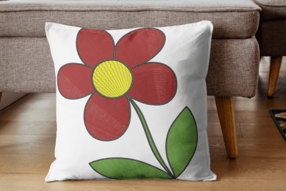 Bold Red Daisy Embroidery Design